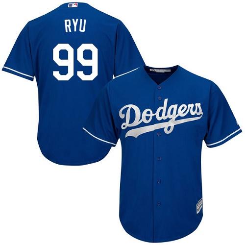Dodgers #99 Hyun-Jin Ryu Blue Cool Base Stitched Youth MLB Jersey - Click Image to Close